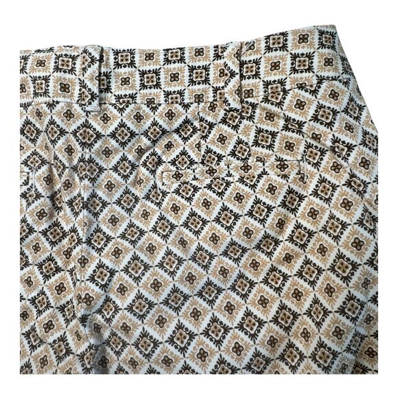 NWOT Talbots Crop Ankle Pants Womens 12 Brown Tan Cream Geometric Tile Stretch - Picture 4 of 14